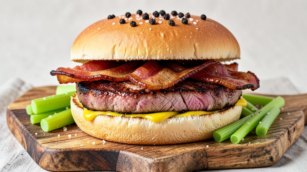 Midwest-Style Pork Tenderloin Sandwich Recipe: Celery Crown Crunch Over Smoky Bacon Gravy
