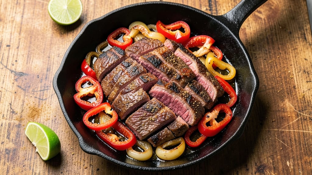 Mexican Pork Fajitas Recipe: Sizzling Skirt Steak with Charred Peppers