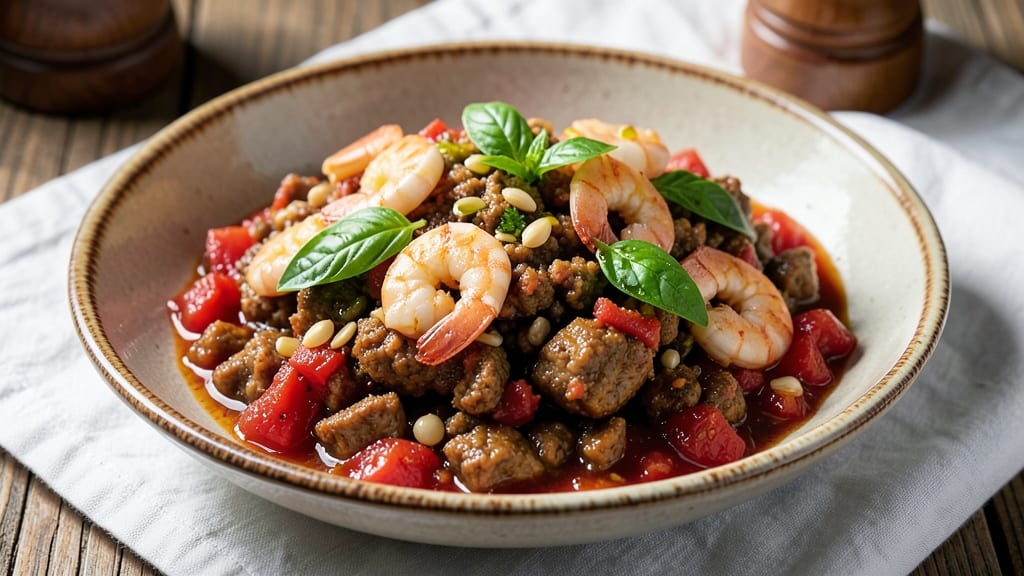 Minced Pork and Prawn Recipe: Garlicky Tomato Pan-Seared to Juicy Perfection