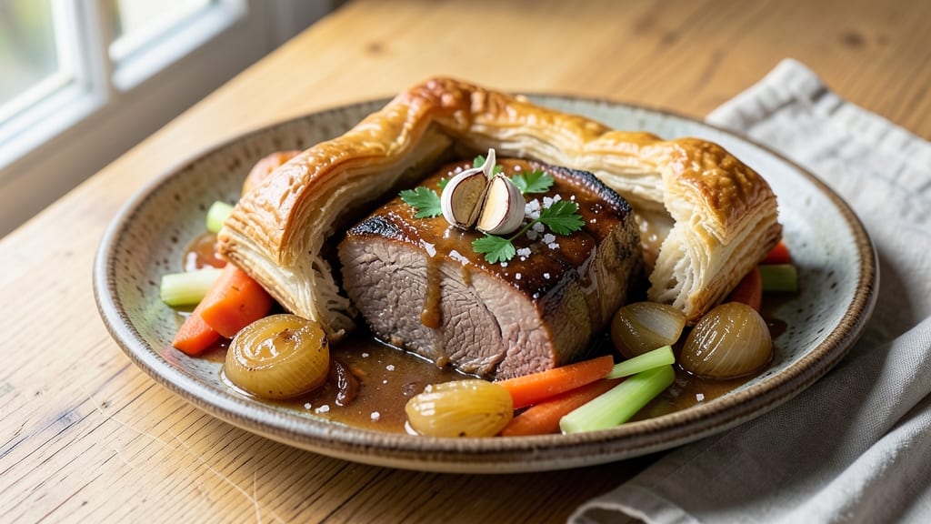 Michael Symon's Pork Pie Recipe: Celery Crown Crunch Over Savory Gravy