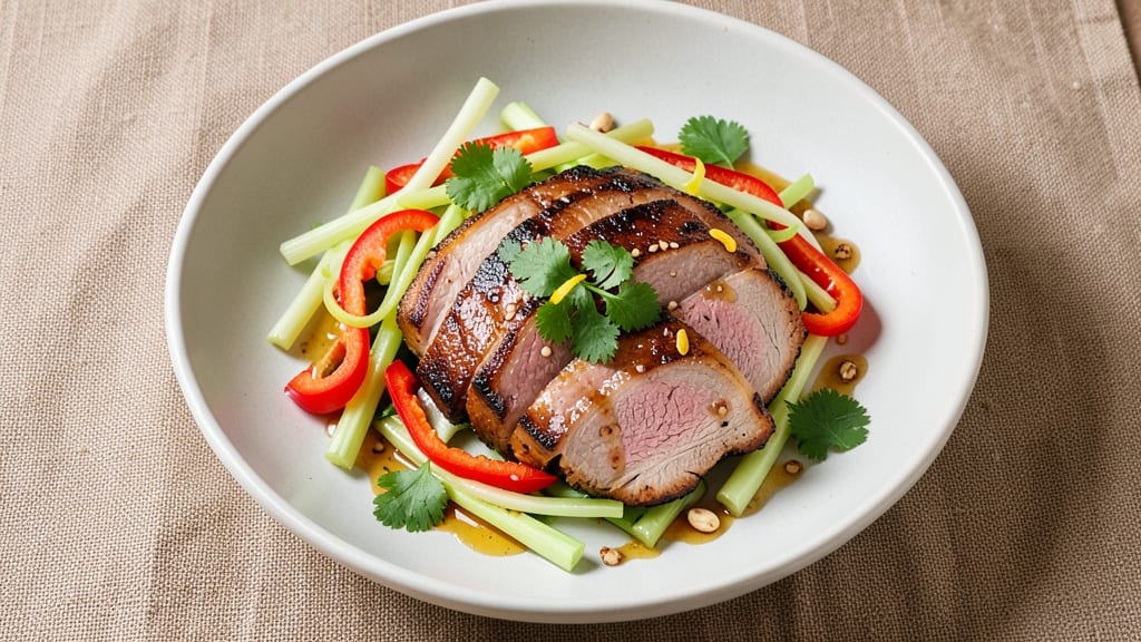 Asian Pork Salad Recipe: Crunchy Celery Crowns Over Tangy Fish Sauce Dressing